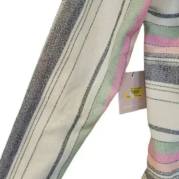 O'Neill Girl's Ivory Striped Cotton/Poly Rita Hooded Lounge Pullover NEW - Picture 11 of 14